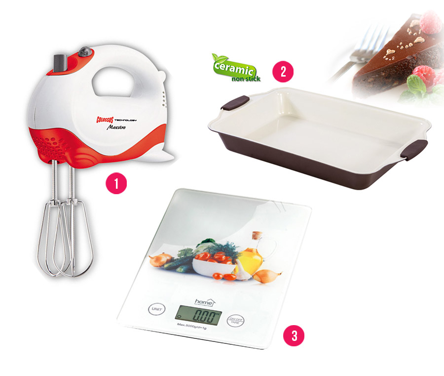 Komplet za kolače - Mikser Keramička tepsija Digitalna vaga