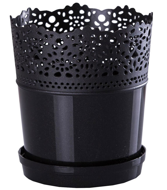 Saksija Dentelle 16 crna