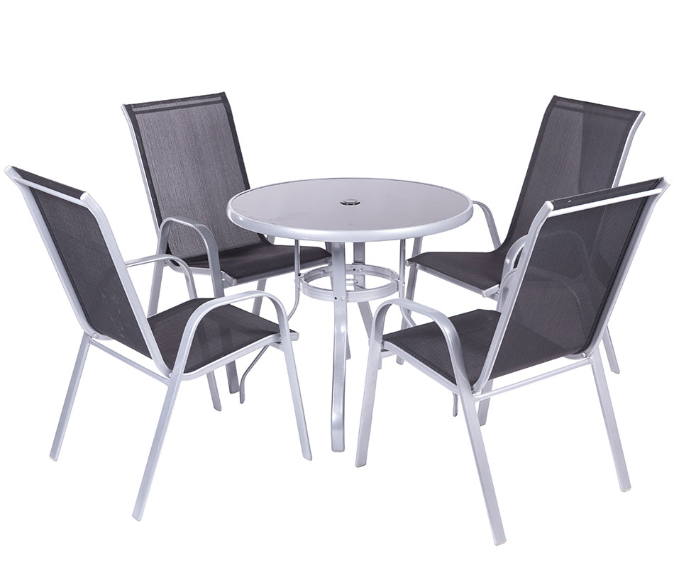 Baštenska Garnitura od Metala, Tekstila i Stakla - Como Black