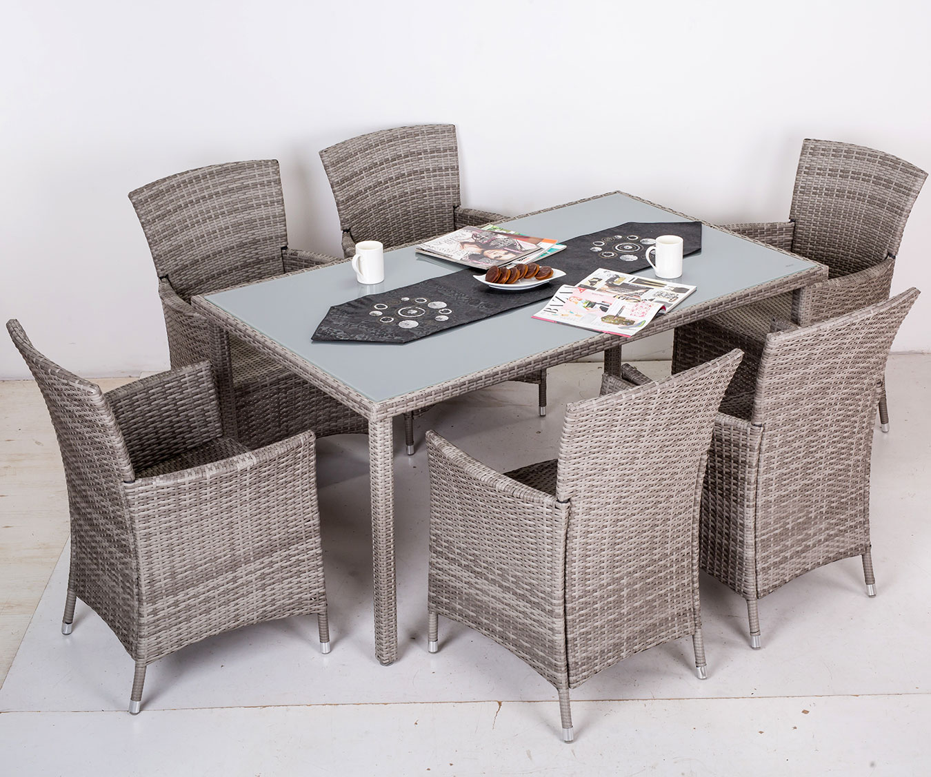 Baštenska Garnitura Java Grey - 6 Fotelja i Sto 