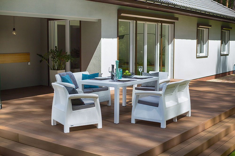 Baštenska Garnitura Corfu Fiesta 2 Dvoseda, 2 Fotelje, Sto White as Barahona 6