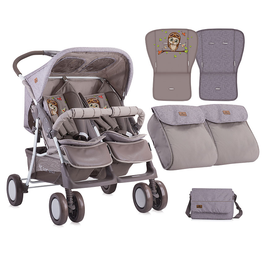 Kolica za blizance sa opremom Lorelli Twin Beige Buhu 10020071702