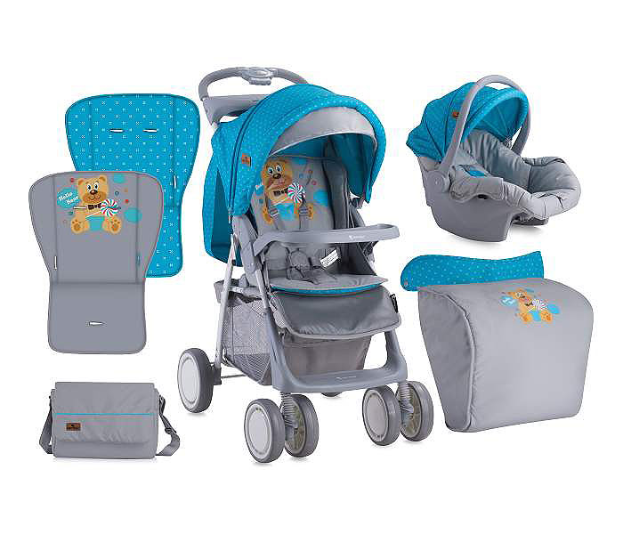 Lorelli Kolica za bebe sa opremom Foxy Blue Grey Hello Bear 10020381718