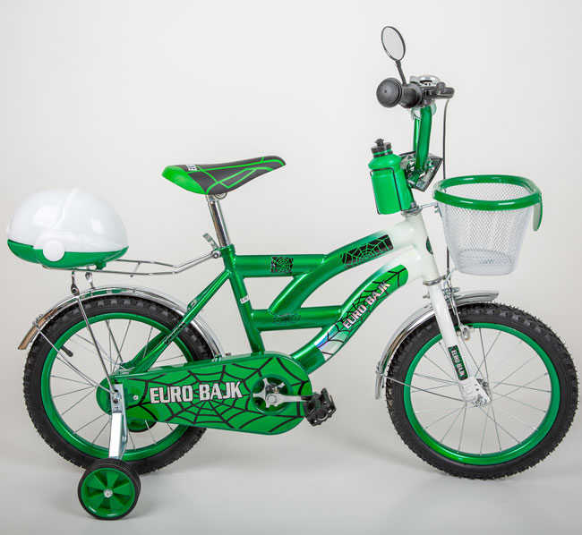 Dečiji bicikl sa pomoćnim točkićima BMX 12 zelena