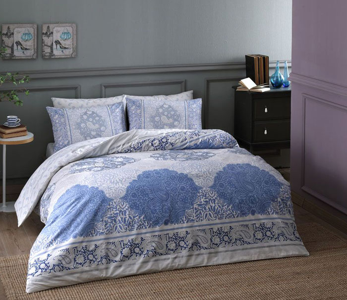 TAC Pamučna dupla posteljina Aryan V1 Mavi