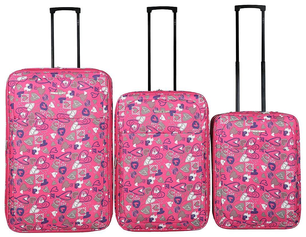 Komplet putnih kofera 71/61/51 cm Enova Marbella Pink Hearts 502.140.30