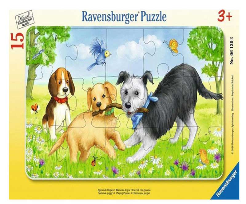 Ravensburger puzzle 15 delova -Štenci se igraju 06130