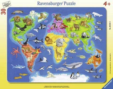 Ravensburger puzzle 30 delova - Mapa sa životinjama 06641