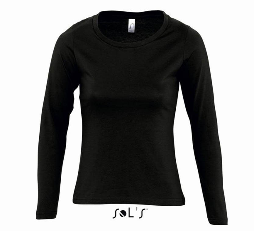 Sols Ženska majica dug rukav Majestic Black veličina XL 11425