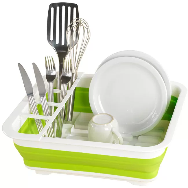 Sklopivi stalak za sušenje sudova zeleni