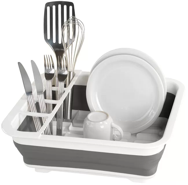 Sklopivi stalak za sušenje sudova sivi