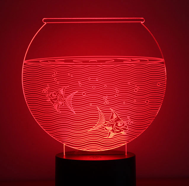 Illusions by Black Cut LED Lampa 3D Red Aquarium 