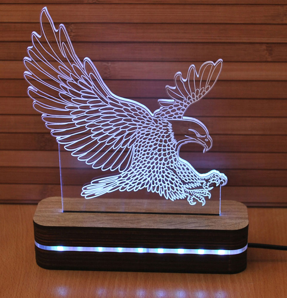 3D LED Lampa Illusions by Black Cut White Eagle - Image 1