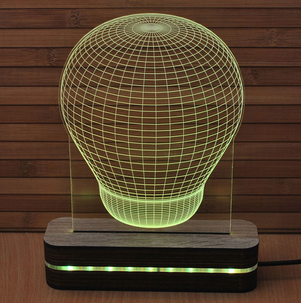 3D LED Lampa Illusions by Black Cut Bulb Warm White