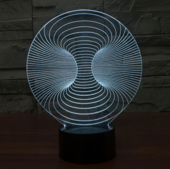 Black Cut 3D LED Lampa White Vortex