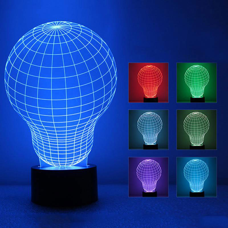 3D LED Lampa u 9 boja Black Cut Bulb Multicolor