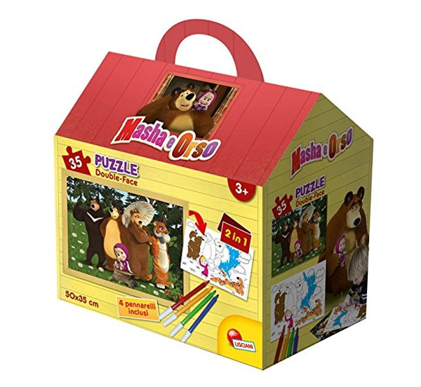 Lisciani Puzzle  Maša i Medved 2u1 35 delova + 4 flomastera 33595