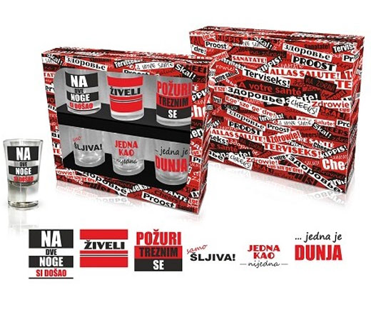 Set čašica za rakiju sa šaljivim natpisima 0800