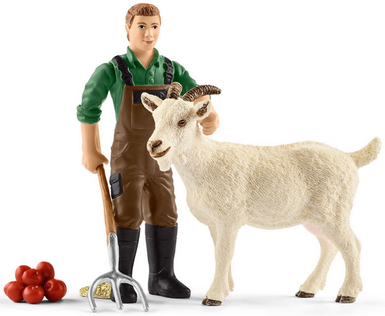 Schleich Figurice Domaće životinje - Farmer i koza 42375