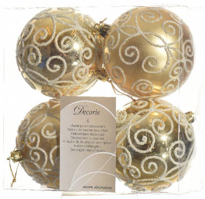 Dekorativna božićne kugle zlatne boje sa uvojcima 4 kom 8cm