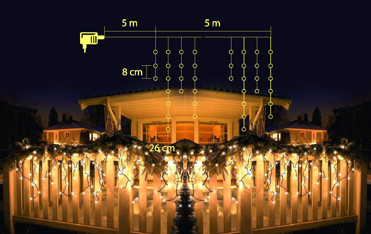 Svetleći niz sa 100 hladno belih LED dioda 5m