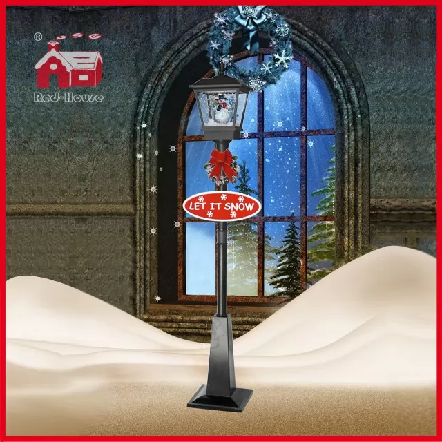 LED Novogodišnja Ulična Lampa Sa Snegom i Melodijama 180 cm Black