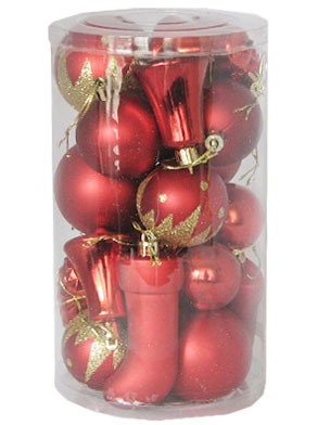 Novogodišnji ukrasi Set 24 komada Crveni