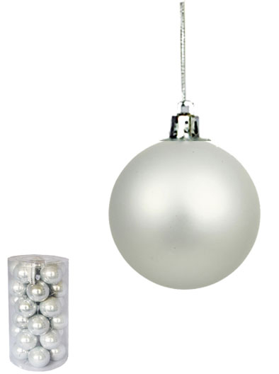 Novogodišnji ukrasi Kugle 6cm Set 30 komada Sivi