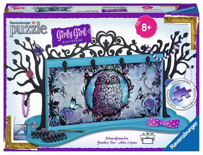 Ravensburger 3D puzzle GIRLY GIRL edition - Za devojčice - Drvce za odlaganje nakita - Životinje - Animal Trend Jewellery Tree 108 delova RA12079