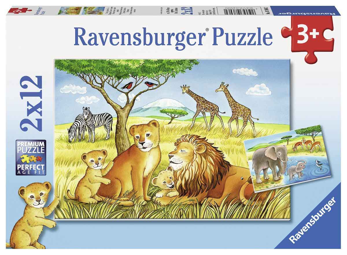 Ravensburger puzzle  Dečije puzle - 2x12 - Životinje - Elefant, Lion & Co.  2x12 delova  RA07606