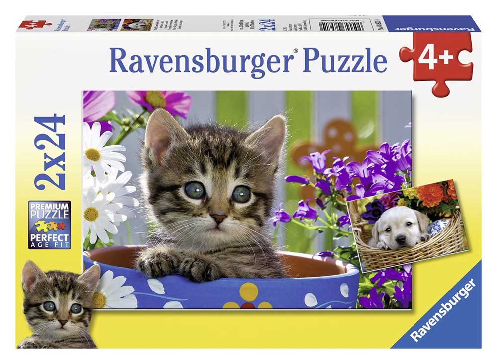 Ravensburger puzzle Dečije puzle - 2x24 - Životinje - Mace - Kučići - Dog And Cat  2x24 dela RA08971