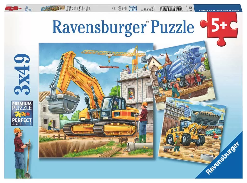 Ravensburger puzzle Dečije puzle - 3x49 - Large construction vehicles 3x49 delova RA09226