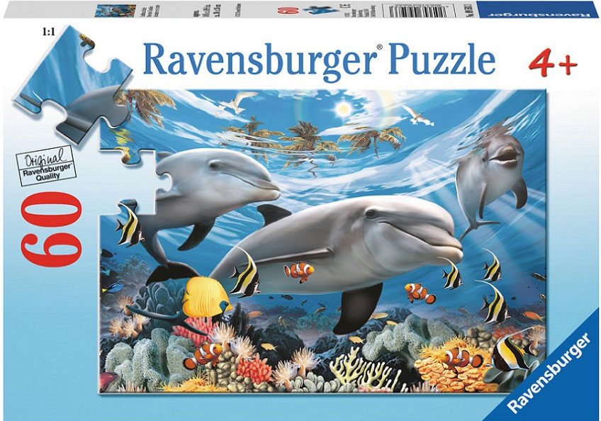 Ravensburger puzzle Dečije puzle - 60 - 1:1 - Životinje - Delfini - Caribbean Smile   60 delova RA09593
