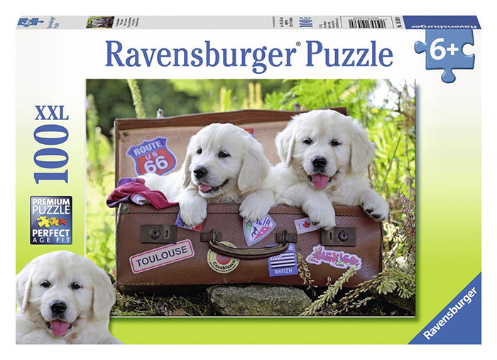 Ravensburger puzzle puzle - XXL - Životinje - Kučići - Travelling Pups   100 delova RA10538