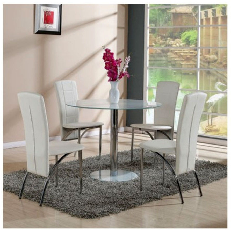 Trpezarijski Sto Sa Hromiranom Osnovom - Beli - Image 1