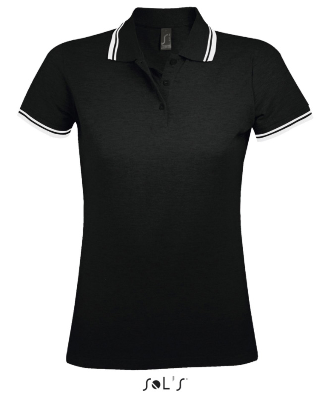 Sols Pasadena Ženska majica sa kragnom vel. XXL Black/White 00578