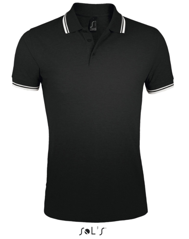 Polo majica za muškarce veličina 3XL Sols Pasadena Black/White 00577