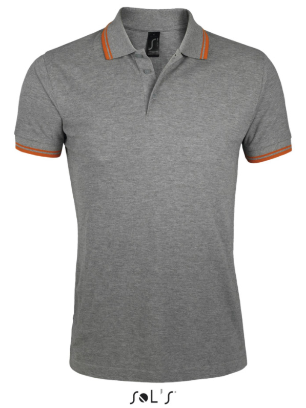 Polo majica za muškarce veličina 3XL Sols Pasadena Melange Grey/Orange 00577