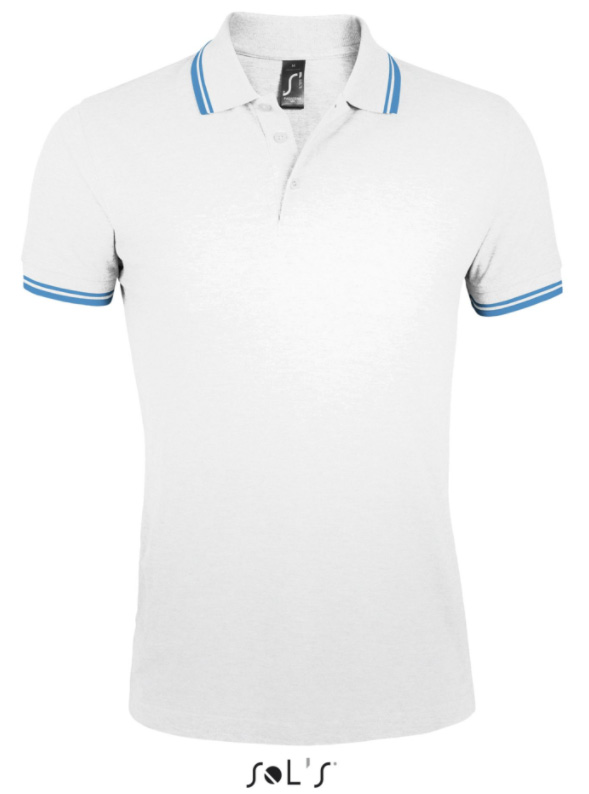 Polo majica za muškarce veličina L Sols Pasadena White/Aqua 00577