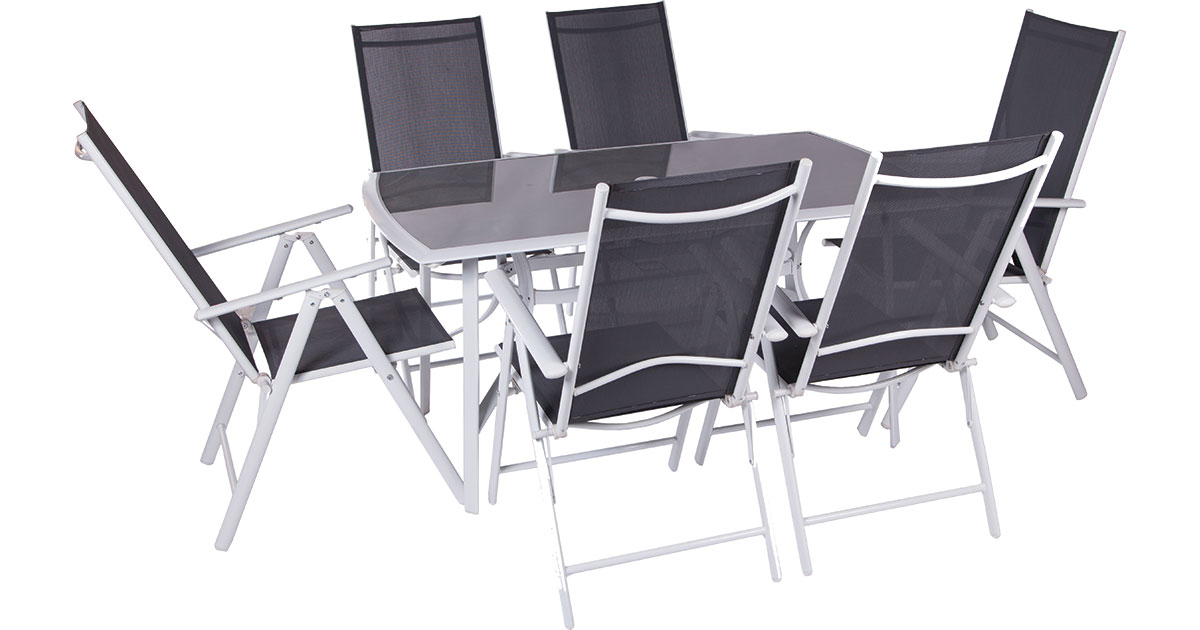 Baštenska Garnitura Capri - 6 Podesivih Stolica - 7 Nivoa i Sto