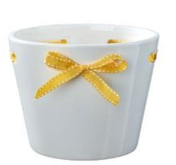 Soendgen keramička saksija Pretty 14cm sa žutom mašnom