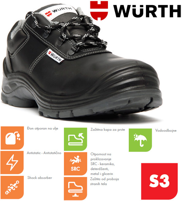 Wurth Bezbednosna cipela Poluks plitka S3 vel. 39
