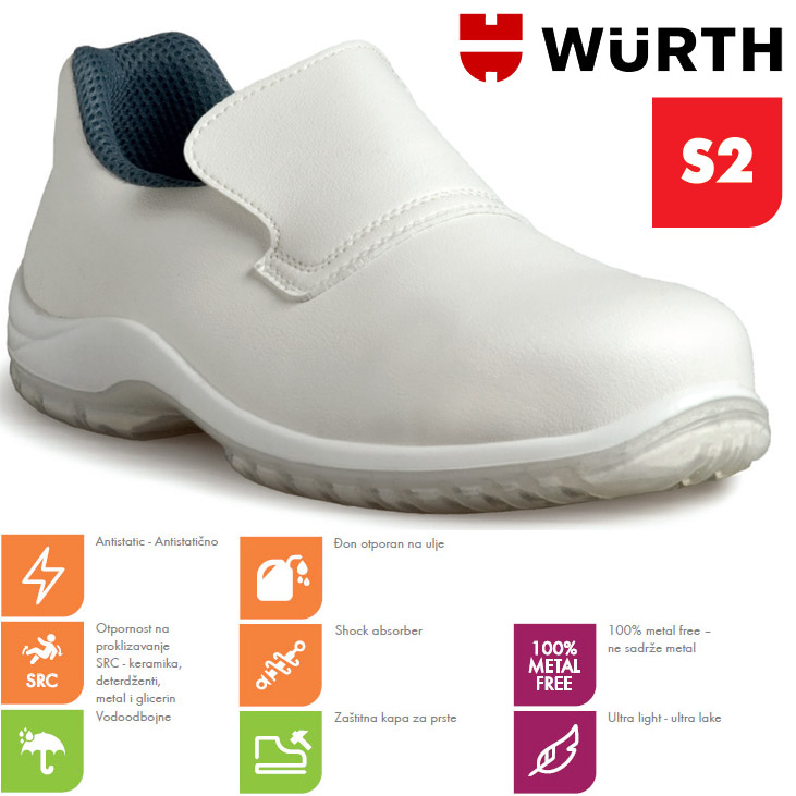 Wurth Bezbednosne cipele Kalnia Bele S2 Plitke vel. 40