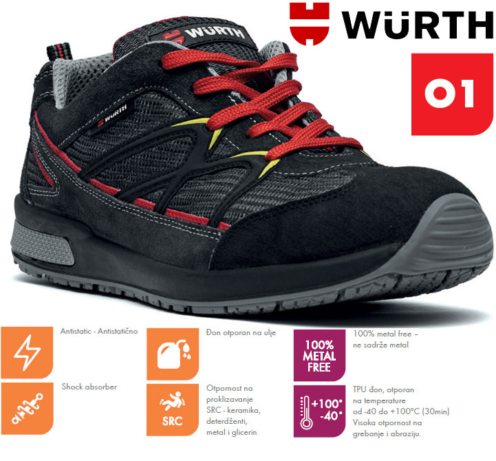 Wurth Radna patika Jogger Black O1 vel. 40