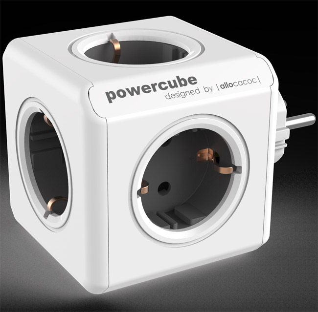 PowerCube produžni bez kabla 5 x šuko 16A/230V siva