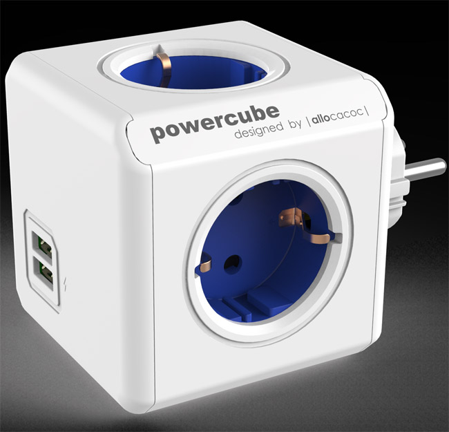 PowerCube produžni bez kabla 4 x šuko 2xUSB plava - Image 1