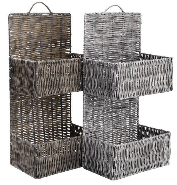 Viseća zidna polica sa korpama Corso Siva