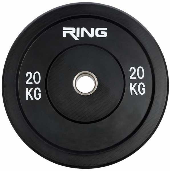 Olimpijski teg za šipku bumper crni 1x20kg Ring PL37-20
