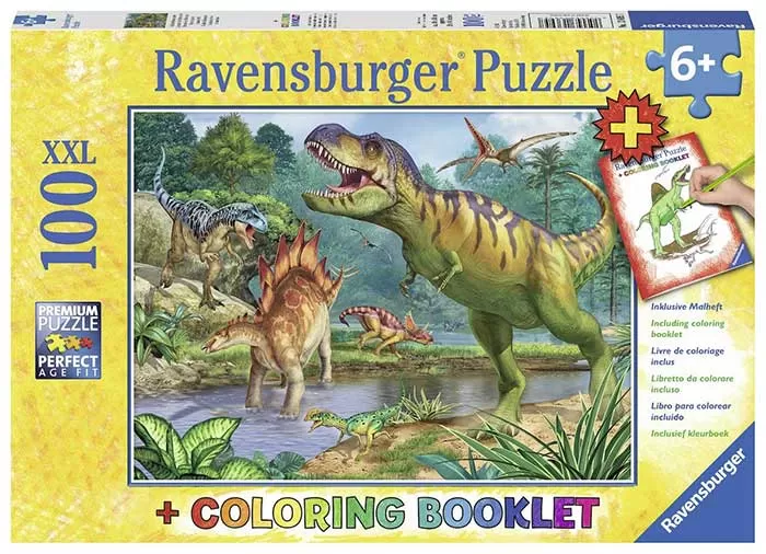 Slagalica 100 delova + bojanka - Svet dinosaurusa - Ravensburger 13695