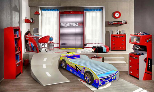 Dečiji krevet u obliku automobila Sa dušekom 802 plavi